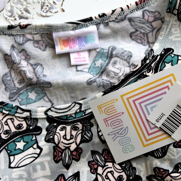 Patriot "Uncle Sam" Tunic Top LulaRoe IRMA Small USA Americana High Low Casual - Picture 7 of 8